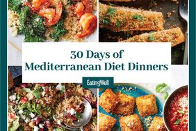 a collage of recipe photos from 30 Days of Mediterranean Diet Dinners
