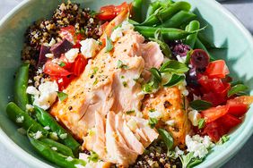 Salmon & Quinoa Bowls with Green Beans, Olives & Feta