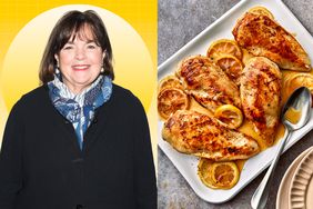 a side by side of Ina Garten and EatingWell's Baked Lemon Pepper Chicken breasts