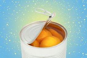 a photo of a can of peaches 