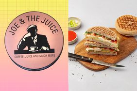 a side by side of the Joe & the Juice sign and their new sandwich