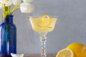 bees knees cocktail with sliced lemon