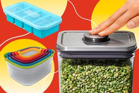 a collage featuring some of the food prep containers