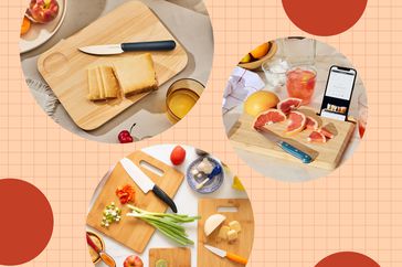 a collage featuring some of the wooden cutting boards in the roundup
