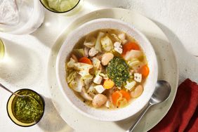 a recipe photo of the Chicken & Cabbage Soup with Pesto
