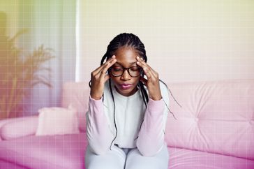 a photo of a woman looking stressed