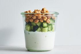 a recipe photo of the Cottage Cheese, Cucumber, and Chickpea Jars