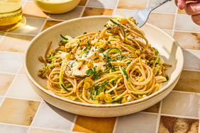 a recipe photo of the Agrodolce Zucchini & Chicken Pasta 