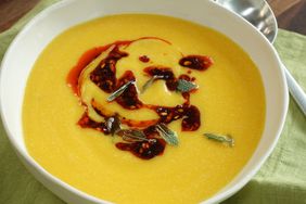 a recipe photo of the Baked Feta & Butternut Squash Soup