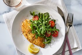 a recipe photo of the Chicken Milanese with Arugula-Cherry Tomato Salad