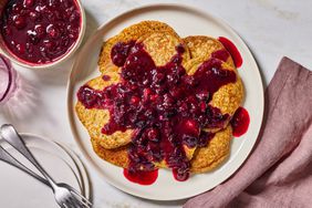 a recipe photo of the Lemon Poppyseed Pancakes with Blueberry Sauce