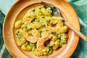 a recipe photo of Creamy Pesto Shrimp with Gnocchi & Peas 