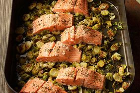Garlic Roasted Salmon & Brussels Sprouts