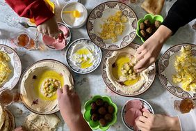 Top view of Arabic breakfast