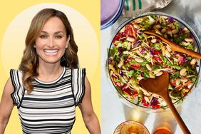 a side by side of Giada and EatingWell's White Bean & Cherry Tomato Salad