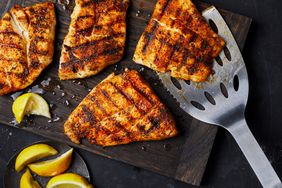 Grilled Red Snapper with spatula, horizontal