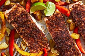 Sheet-Pan Chili-Lime Salmon with Potatoes & Peppers