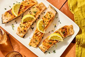 a recipe photo of the Lemony-Garlic Pan-Seared Salmon