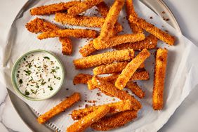 a recipe photo of the Panko-Crusted Butternut Squash Fries with Creamy Feta Dipping Sauce
