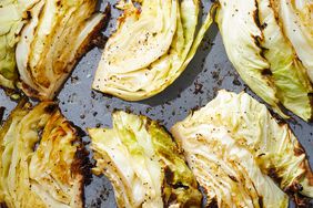 Garlic-Butter Cabbage Wedges on a sheet pan