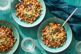 a recipe photo of the Slow-Cooker Three-Bean Chili Mac