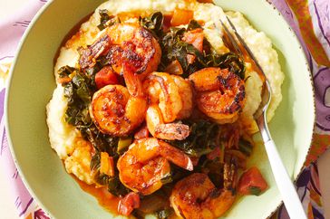 Smoky Collards & Shrimp with Cheesy Grits