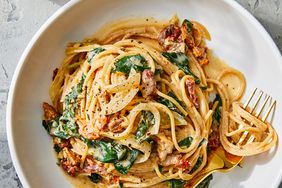 Spaghetti & Spinach with Sun-Dried Tomato Cream Sauce (tk final title)