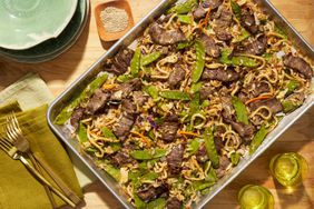 a recipe photo of the Sheet-Pan Beef & Cabbage Noodles 