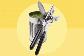 a photo of a can opener opening a can of peas