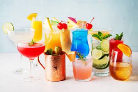 variety of cocktails sitting next to one another