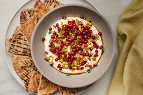 a step in making the Whipped Feta with Pomegranate, Pistachios & Honey