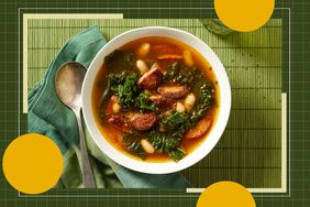 a collage featuring the White Bean, Kale & Kielbasa Soup